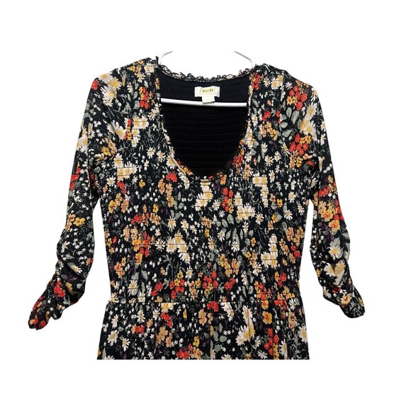 Anthropologie Omya Fall Flora Maxi Dress XS Back Orange Smocked Waist Scoop Neck - Picture 12 of 16